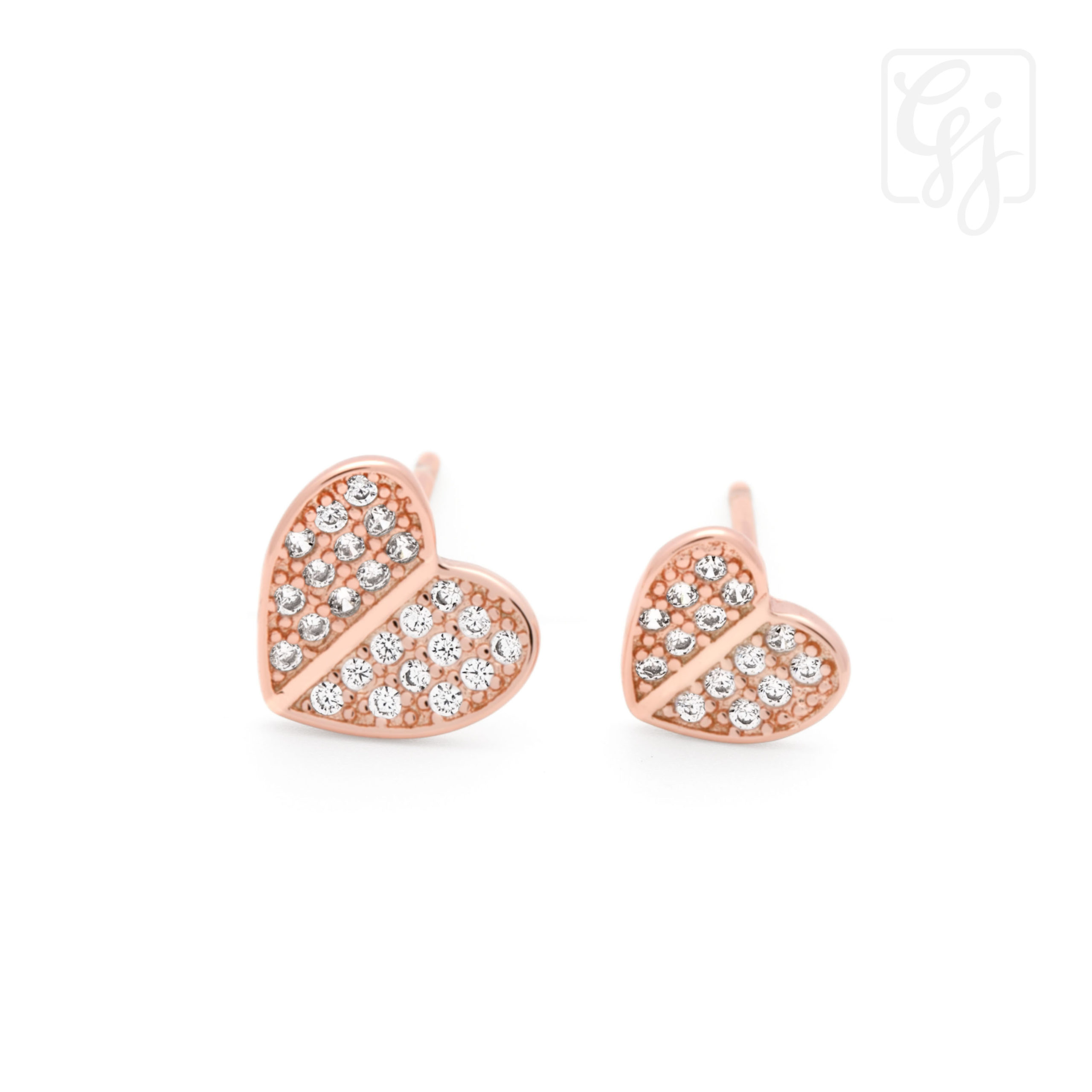 Sterling Silver Rose Gold Plated Studs With CZ