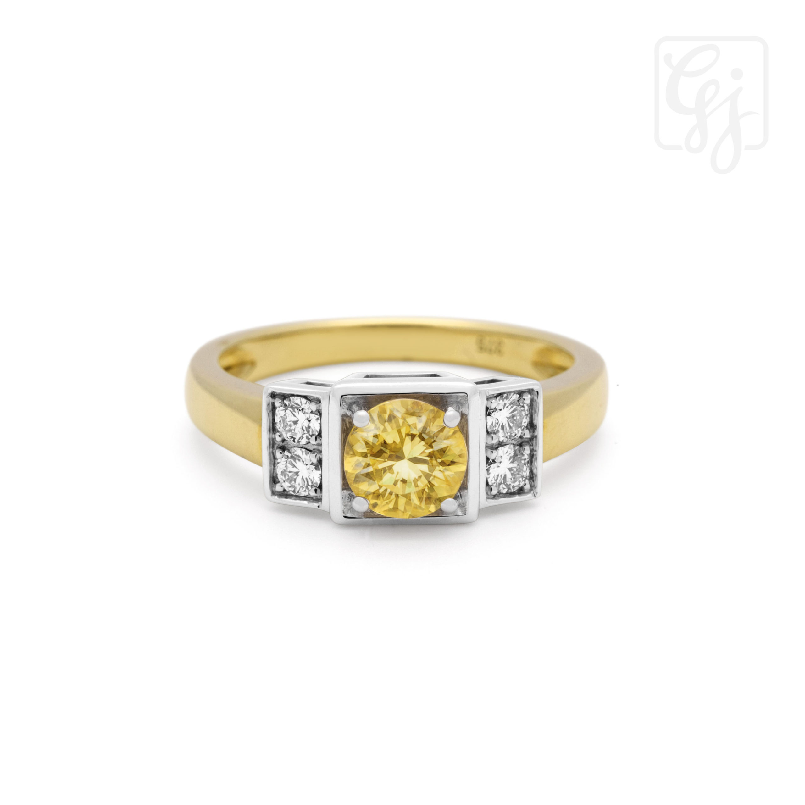 9K Yellow Gold Diamonds And Citrine Dress Ring