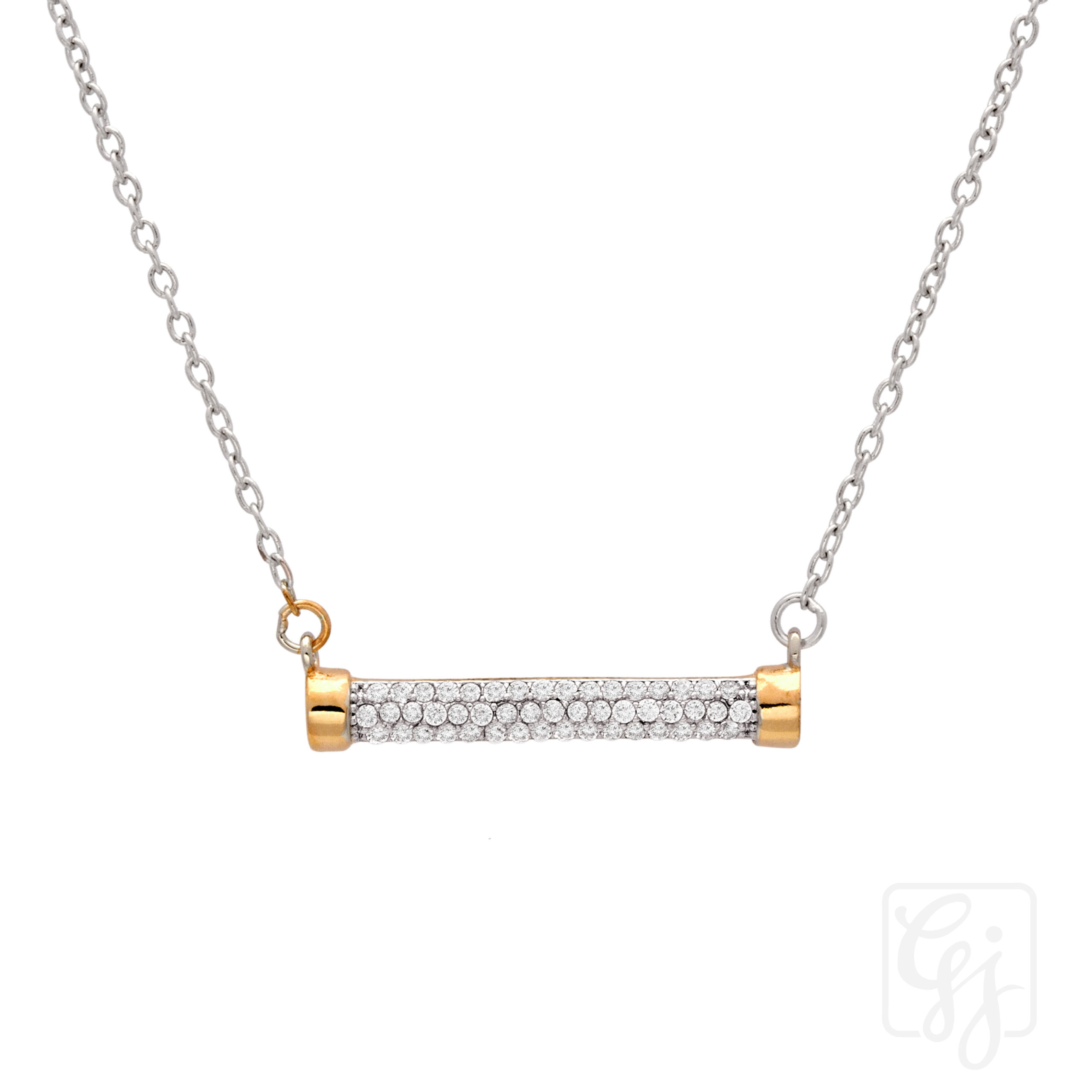 Sterling Silver And Rose Gold Plate Necklace With CZ