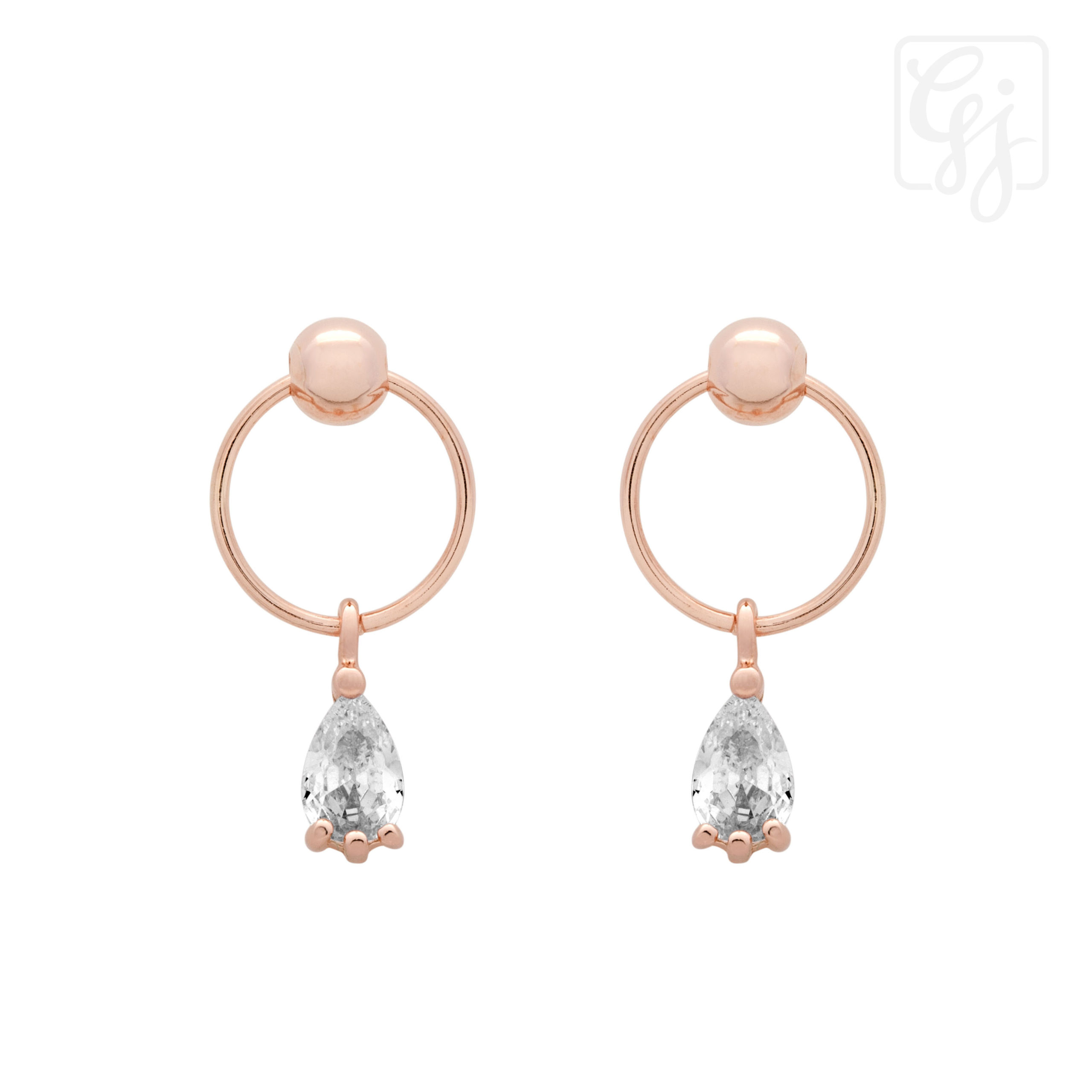 Sterling Silver Rose Gold Plate Earrings With CZ