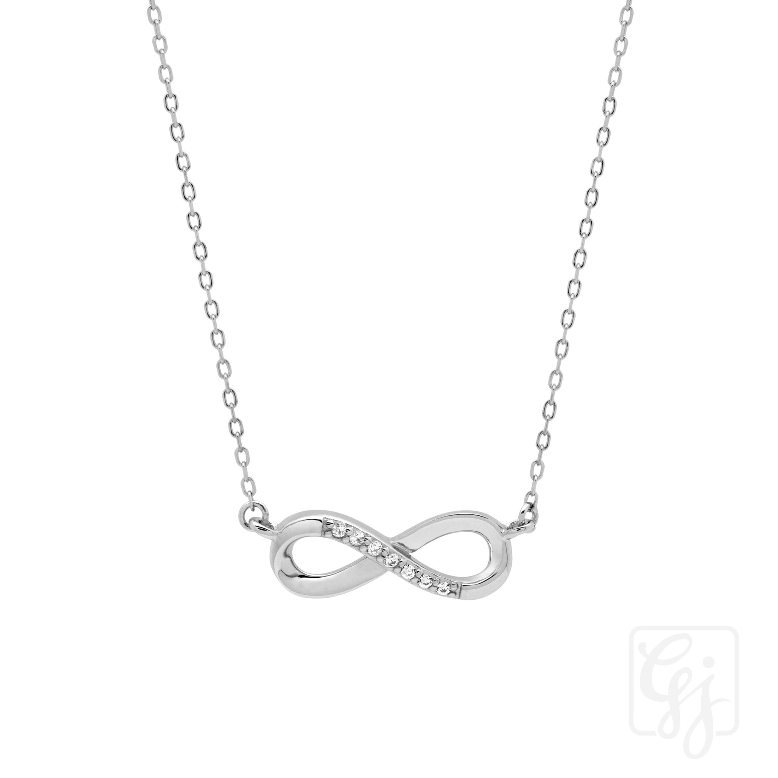 Sterling Silver Infinity Necklace With CZ