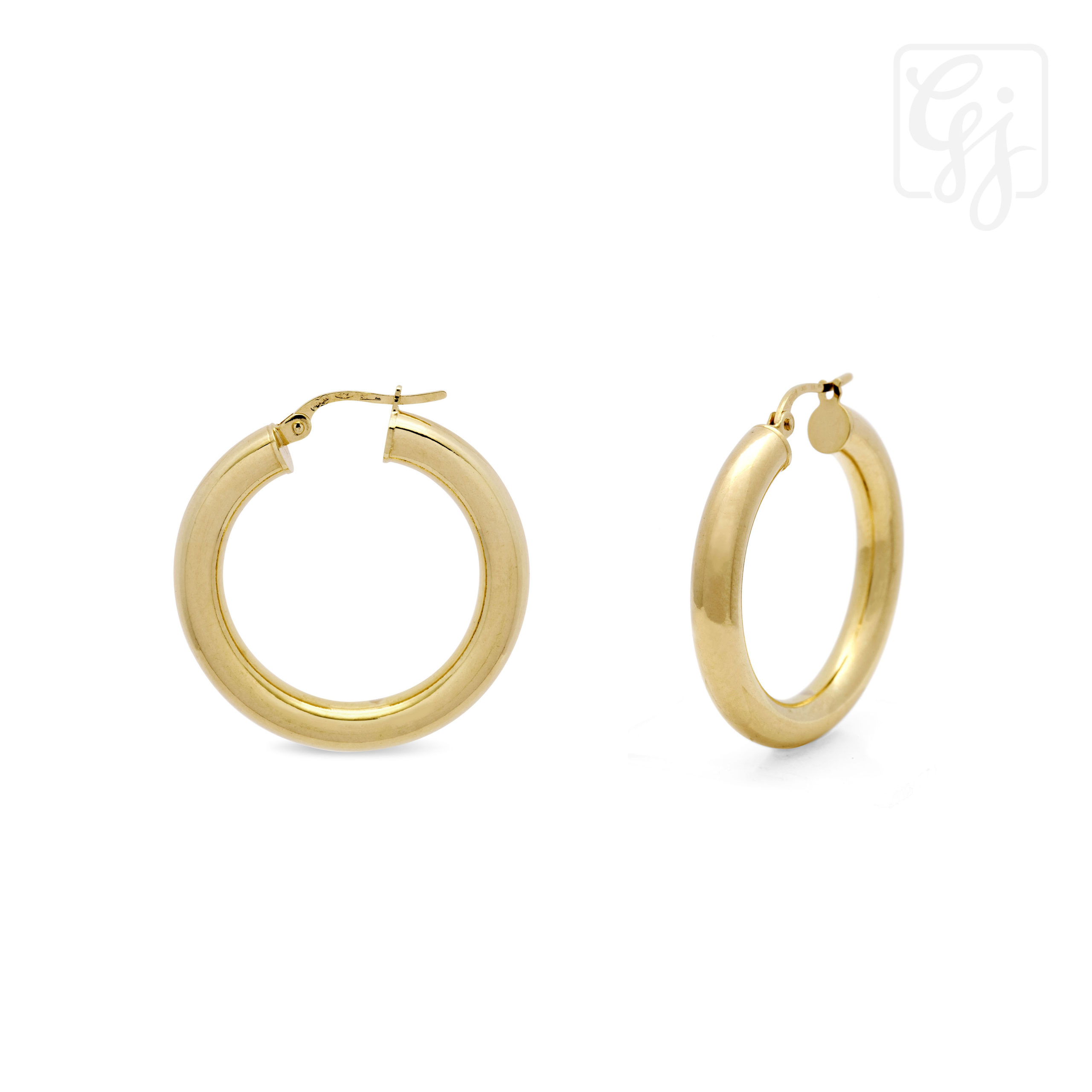 9K Yellow Gold Italian Hoop Earrings