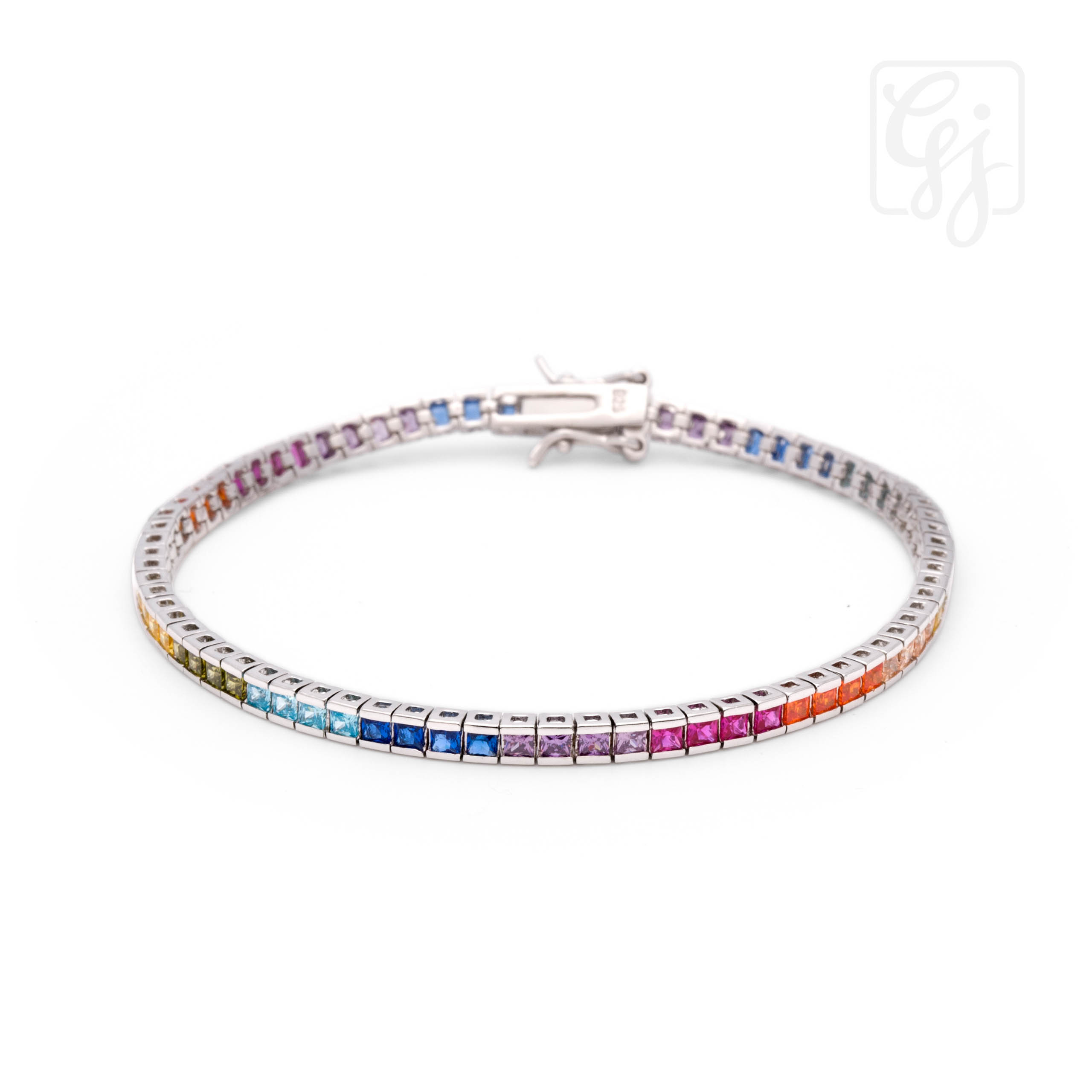 Sterling Silver Bracelet With Rainbow CZ