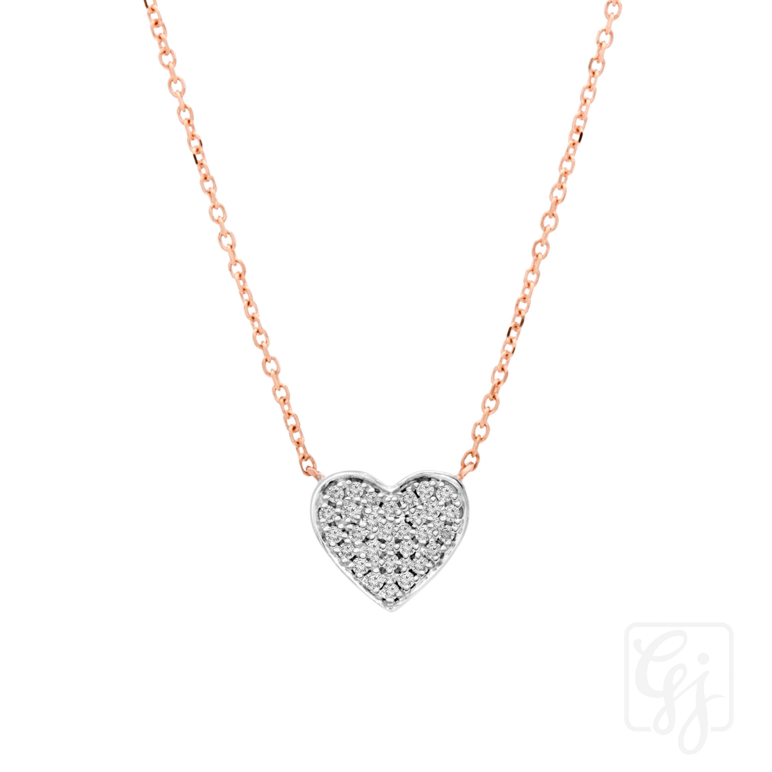 9K Rose Gold Diamond Heart Necklace