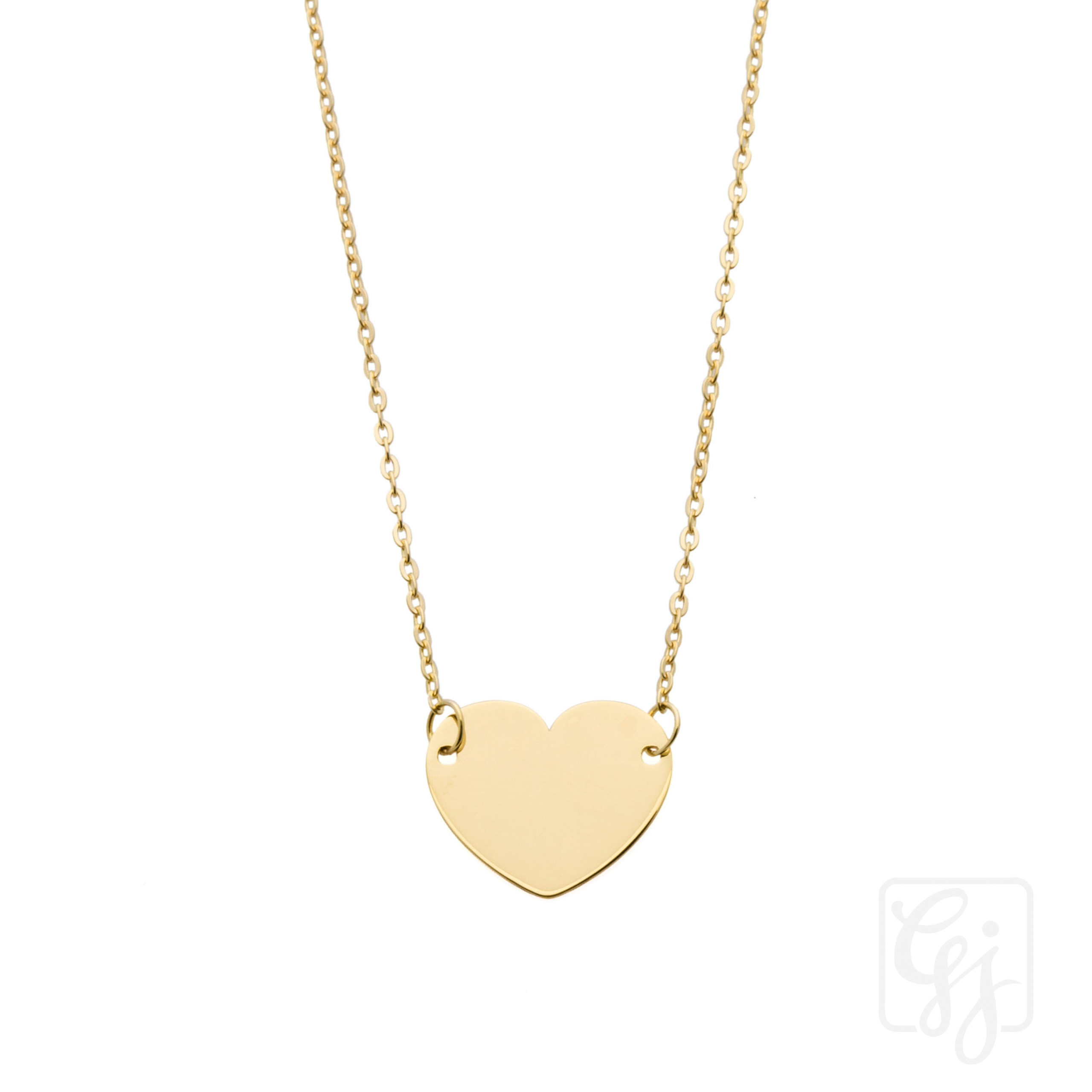 9K Yellow Gold Heart Necklace With 9K Gold Chain