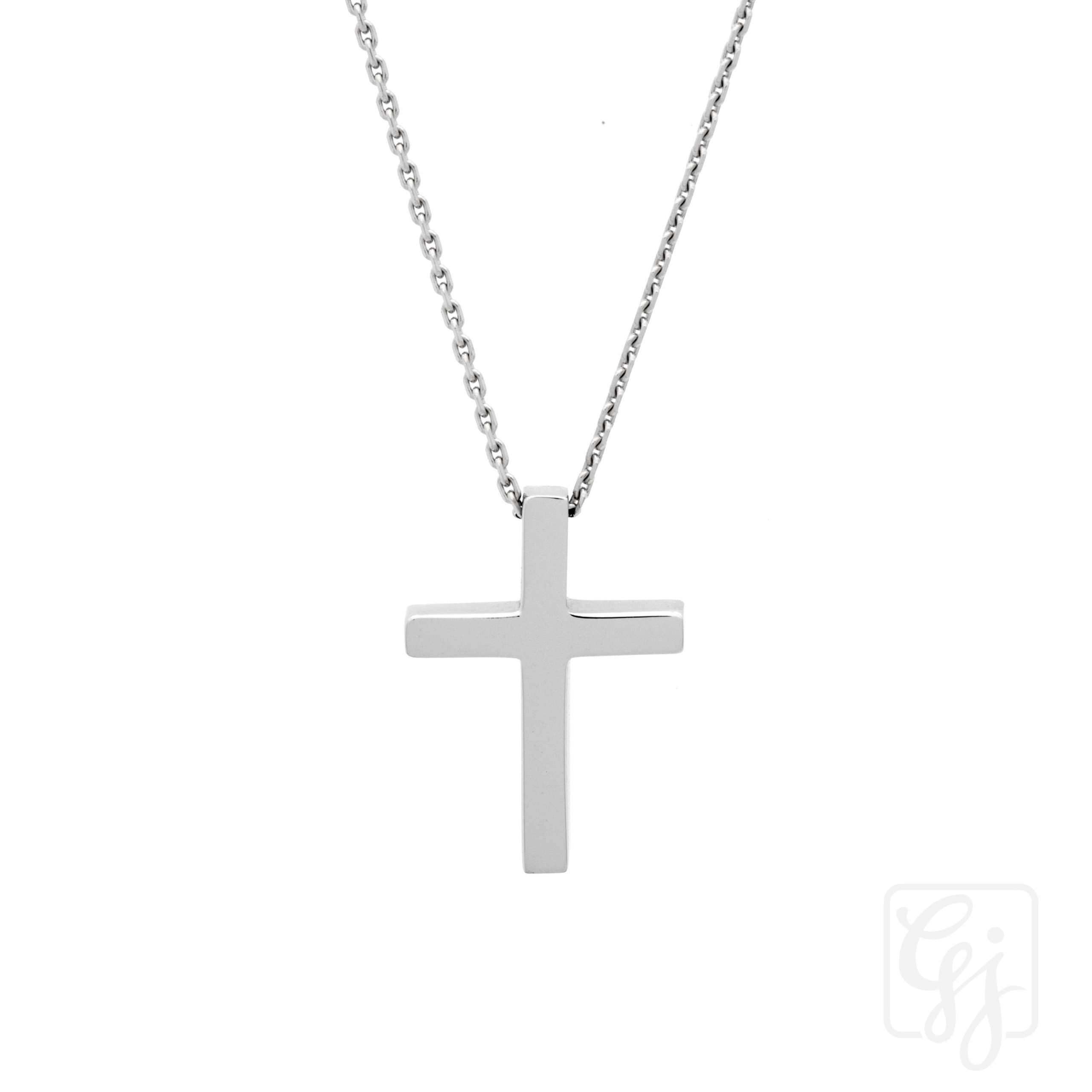 9K White Gold Cross Necklace